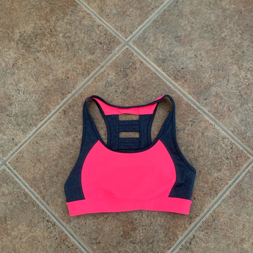 Small pink and grey sports bra